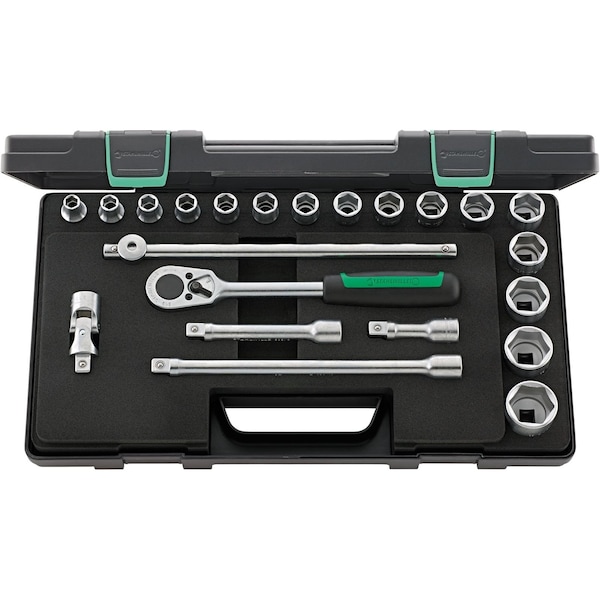 12, 5 mm (1/2") Socket set 22-pcs., 52/16/6 KN